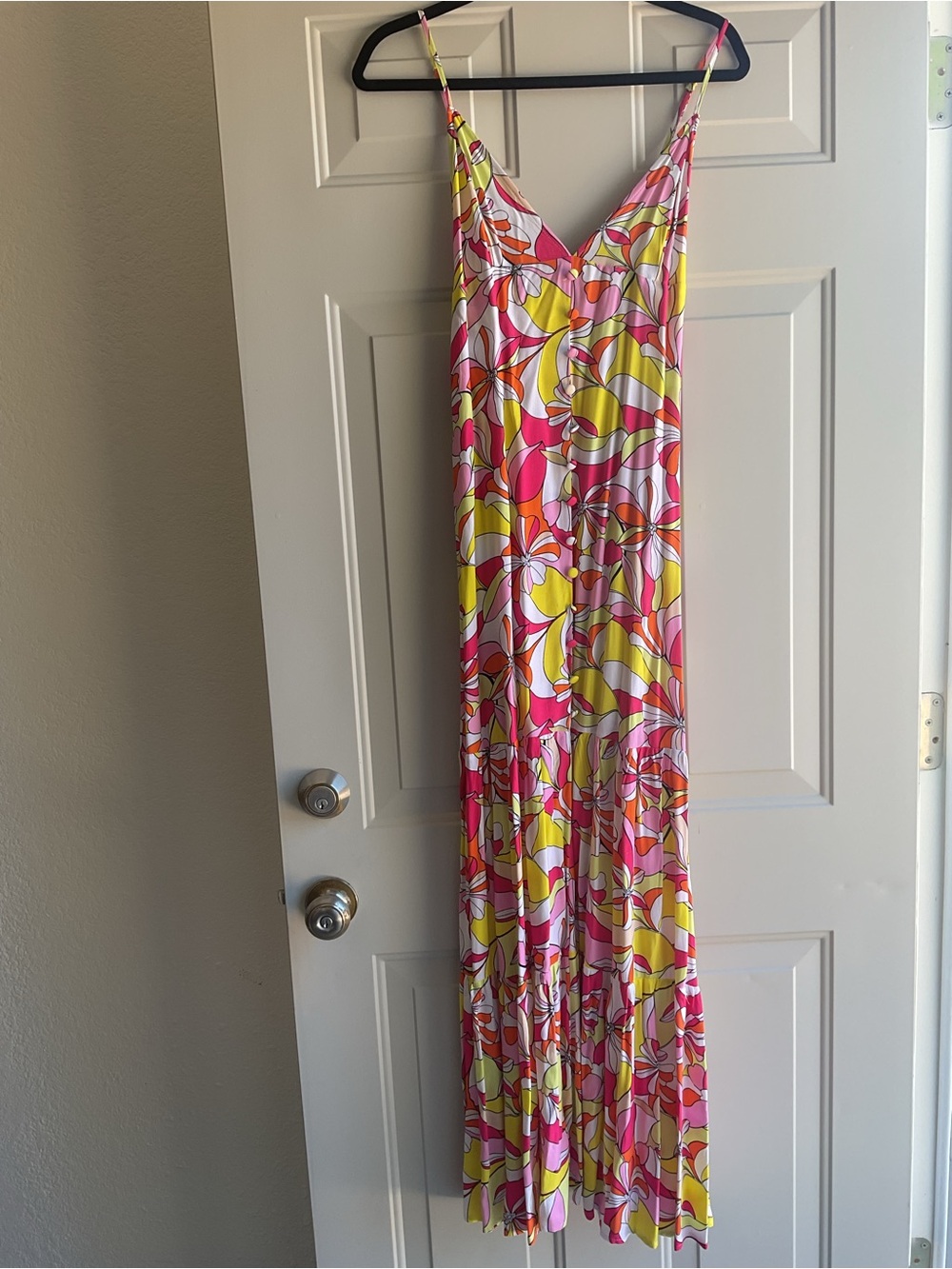 JustFab Pink, Yellow & White Abstract Print Maxi Dress